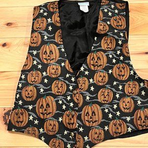 Backroad Blues Halloween Pumpkin Vest Women's Size Large Made in USA Dryclean